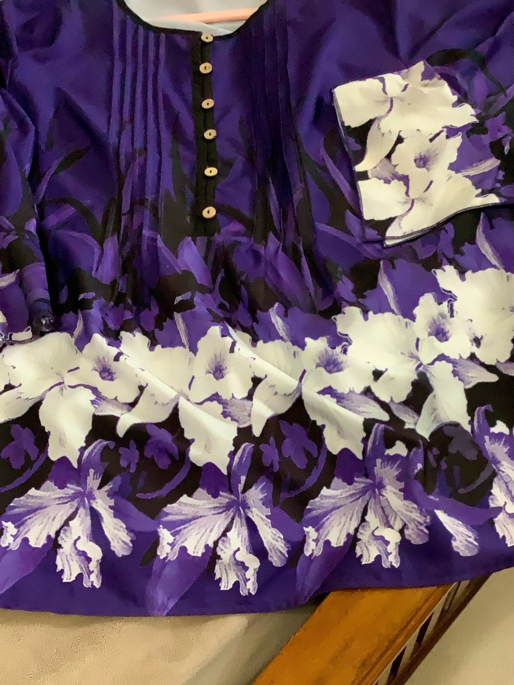 Purple Floral Button-Front Blouse